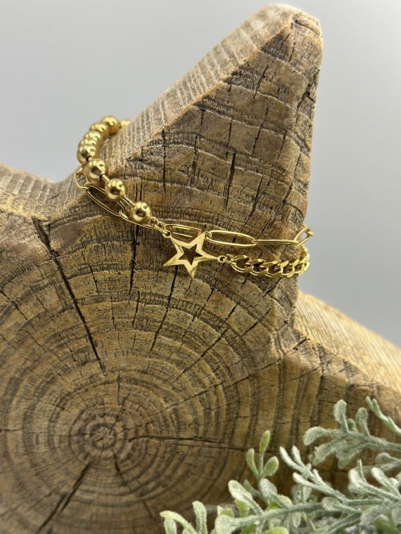 CHAIN/STAR BRACELET - GOLD